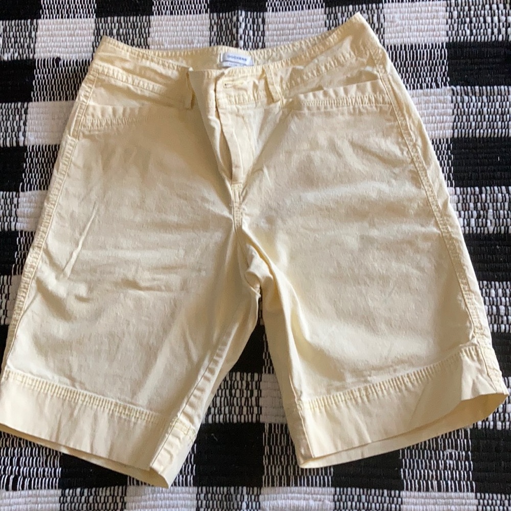 Dockers.  Mid rise- curvy short